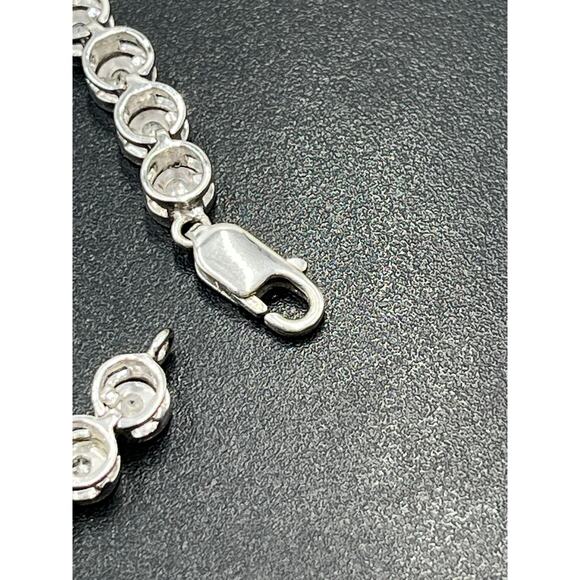 Sterling Silver 925 Classic Diamond Tennis Bracelet Tested 12.6g Design 7.5" - Picture 5 of 10